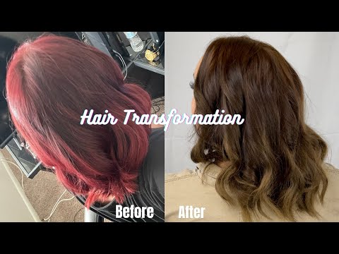 Hair Transformation - Red to Ash Brown (no bleach needed)