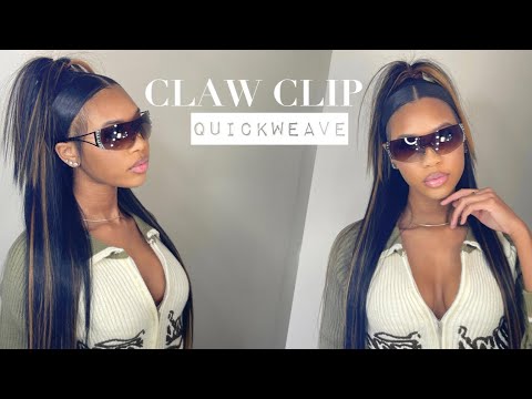 HOW TO: Claw Clip Half Up Half Down Quick Weave