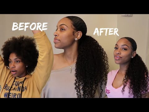 How To: Sleek Low Ponytail w/ Weave on Short Natural Hair