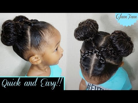 Image of Crisscross buns hairstyle for 10 year olds