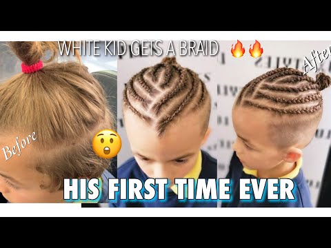 MAN BUN BRAIDS ON STRAIGHT CAUCASIAN HAIR | #manbunbraidsonwhitekid