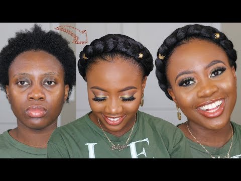 Easy HALO BRAID On Short 4C Natural Hair Using Braiding Hair Tutorial | Hair how-to