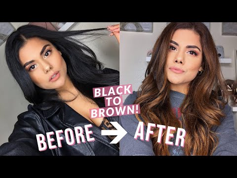 BLACK TO BROWN HAIR COLOR AT HOME! (DIY BALAYAGE HIGHLIGHTS) NO DAMAGE WITH BLEACH!