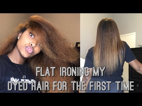 FLAT IRONING FRESHLY DYED HAIR?!?| How to Straighten Dyed Natural Hair