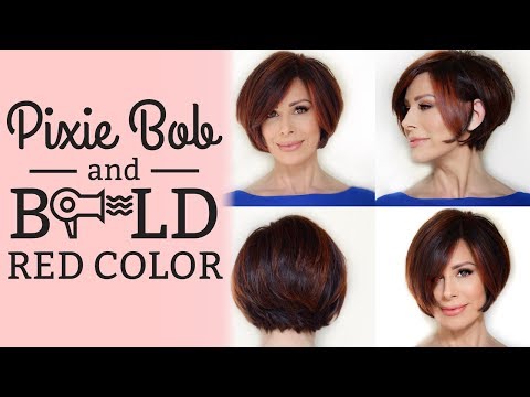 Pixie Bob Blowout &amp; Style Options + BOLD Red Color | Dominique Sachse
