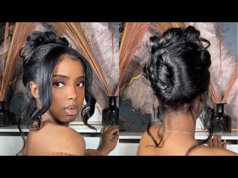 HOW TO: Easy Updo with Bangs and Curls | Messy French Twist W Curls