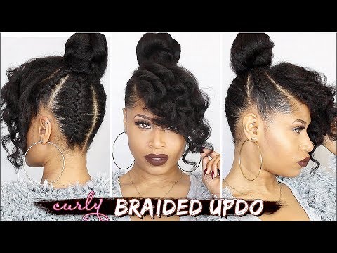 FRENCH BRAIDED CURLY UPDO ➟ Natural Hair Tutorial