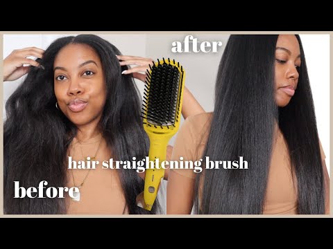 DIY Silk Press on Natural Hair | Lena Ionic Straightening Brush | Curly to Straight in Minutes
