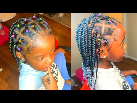 Crisscross knotless braids for kids w/beads | Beyond Edges Collection Braid Gel