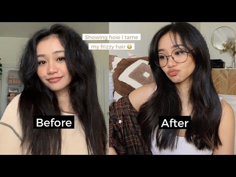 How To Style Curtain Bangs + Tame Frizzy Hair
