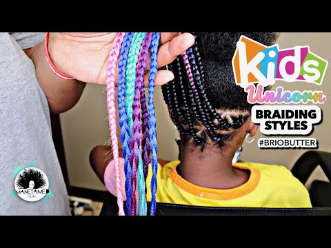 KIDS Feed Ins w/ Unicorn Color Braids | Kids Natural Hair | Kids Salon Visit | MANETAMED Studio