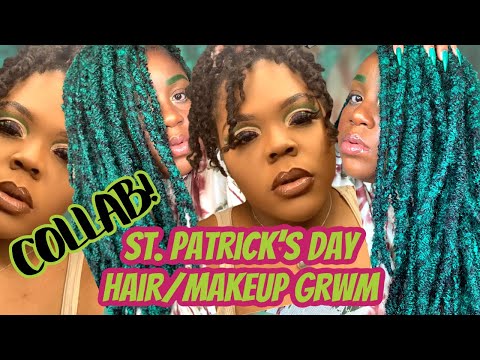 Green Butterfly Locs | St. Patrick Day Collab W/Glam Eyetique | GRWM Hair/Makeup | MissUniqueBeautii