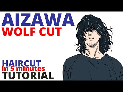 AIZAWA how to cut a WOLF CUT, My Hero Academia (TUTORIAL HAIRCUT in 5 minutes) 相澤 消太