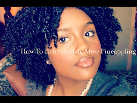 Refreshing Natural Hair After Pineapple Method l Morning Routine