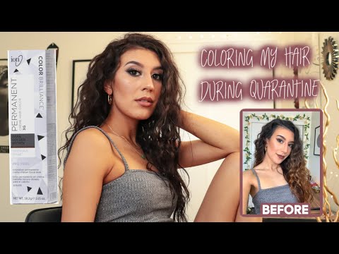 COLORING MY HAIR DURING QUARANTINE | Ion color brilliance dark golden brown