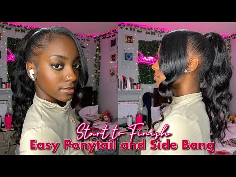 EASY PONYTAIL AND SIDE BANG TUTORIAL *BEGINNER FRIENDLY* | Ywigs Hair ♥️