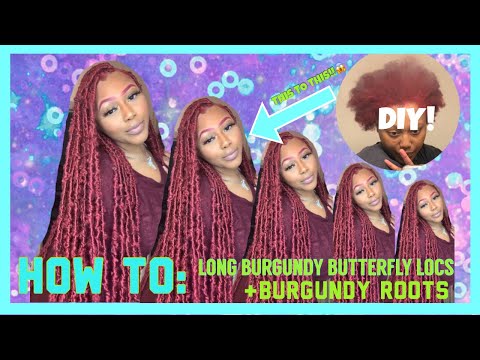 DIY: XLONG RED Butterfly Locs FULL TUTORIAL | How to : Dye Natural Hair BRIGHT BURGUNDY 😍