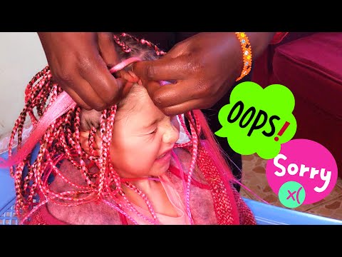#5 Box braids Using Coloured Braids On Straight Hair (1c) | Kids Hairstyles@JANEILHAIRCOLLECTION