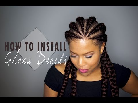 How to install Ghana Cornrows / Invisible Cornrows on Natural Hair