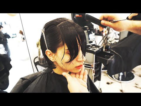 SUPER HAIRCUT - SHE WANTS HOTTEST SHORT FRENCH BOB WITH BANGS ( WASH ‘N GO HAIRCUT )