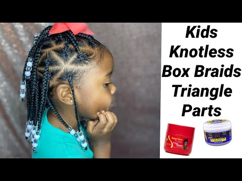 Kids Knotless Box Braids with Triangle parts/added extension