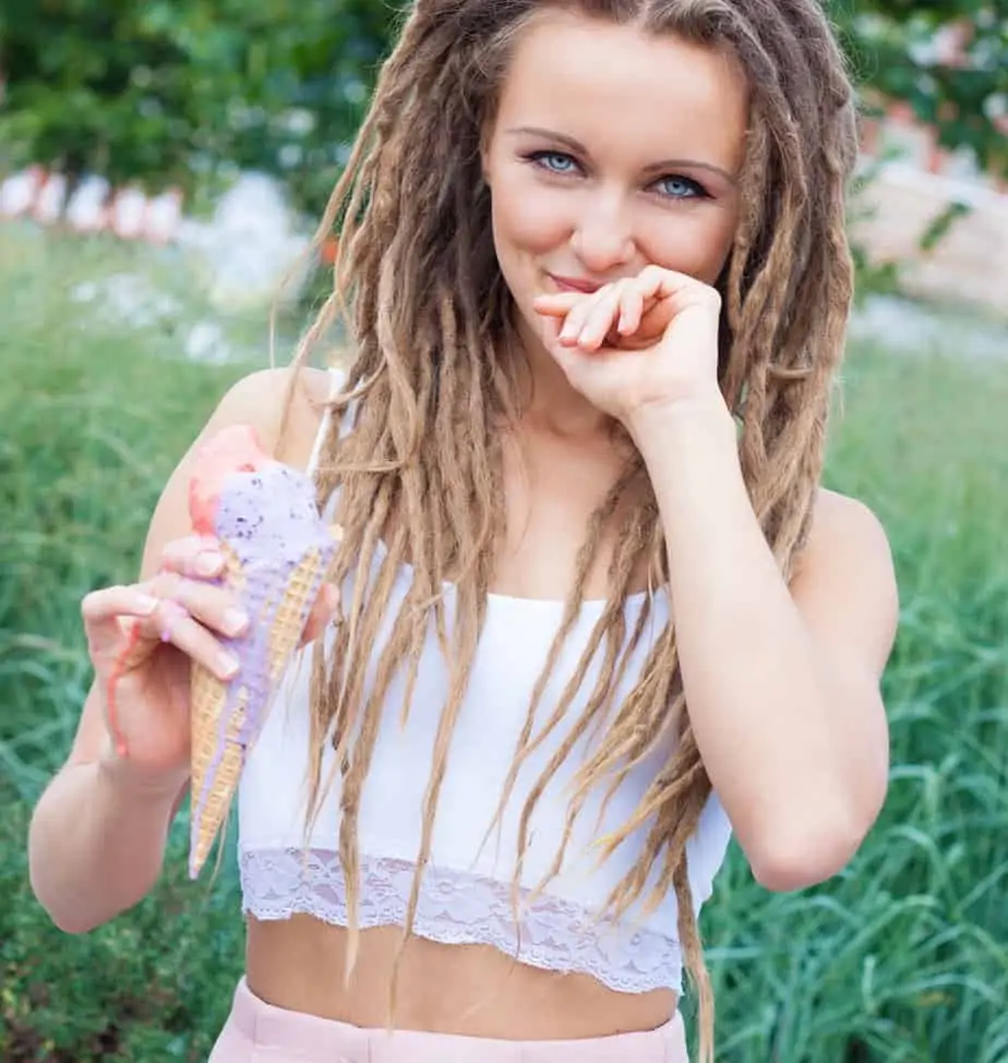 Young blonde girl with dreads