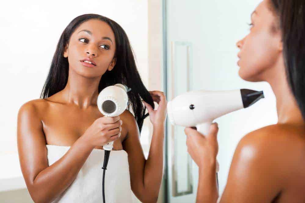 African American women drying hair