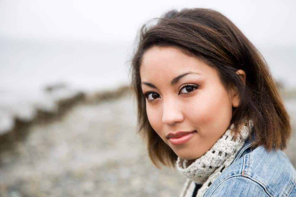 African American female with straight flat ironed hair