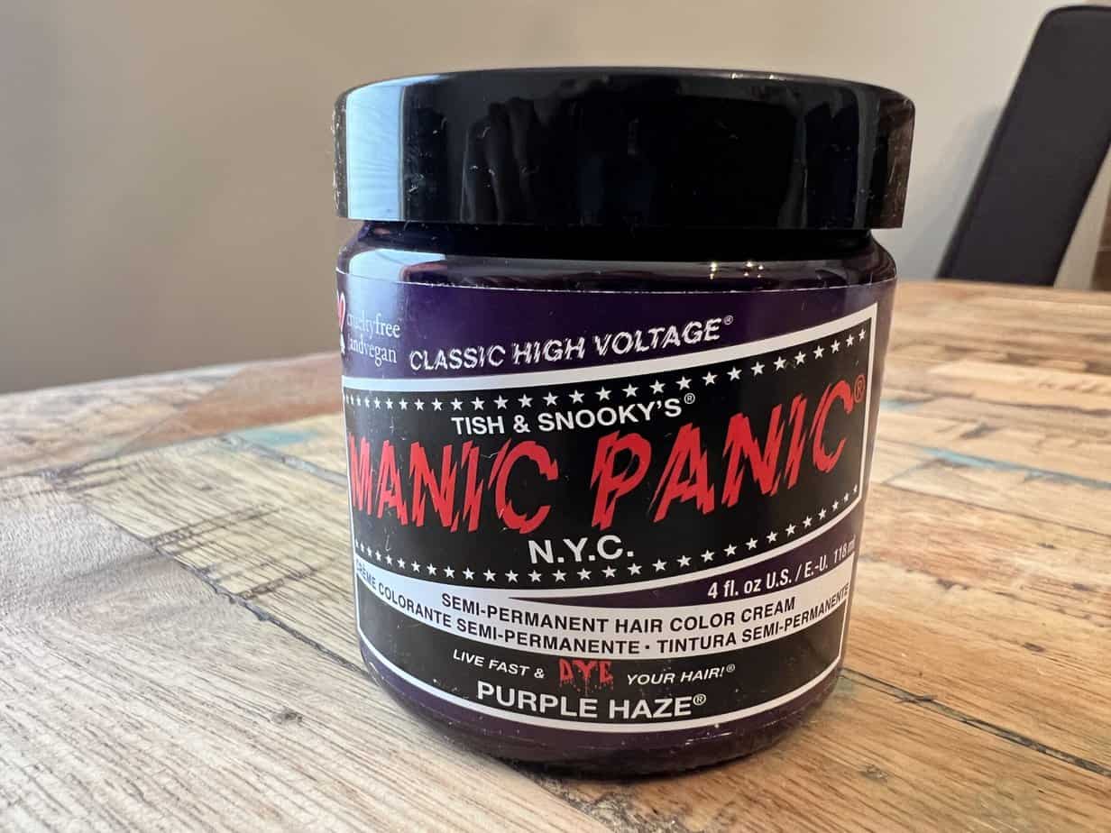 This Manic Panic semi-permanent hair color is a cruelty-free, vegan hair dye in a dark purple haze color.