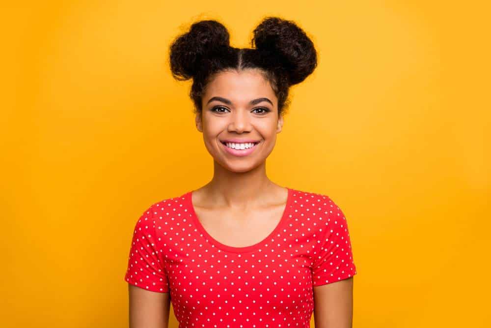 Image of Space Buns hairstyle with one hair tie