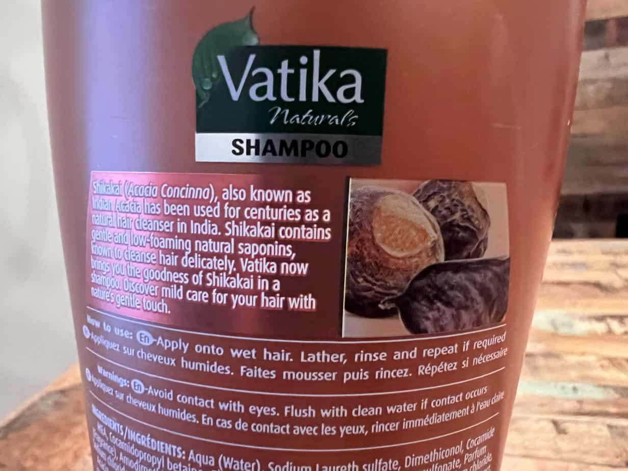 According to the bottle, you should apply Shikakai shampoo to wet hair. Then lather, rinse, and repeat if required.