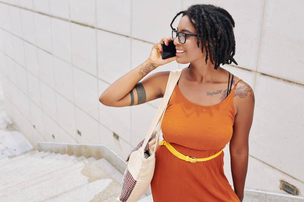 A beautiful African American female with clean locs after an ACV dread detox.