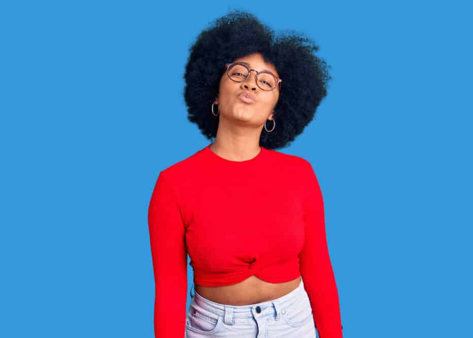 Cute African American lady with curly natural hair