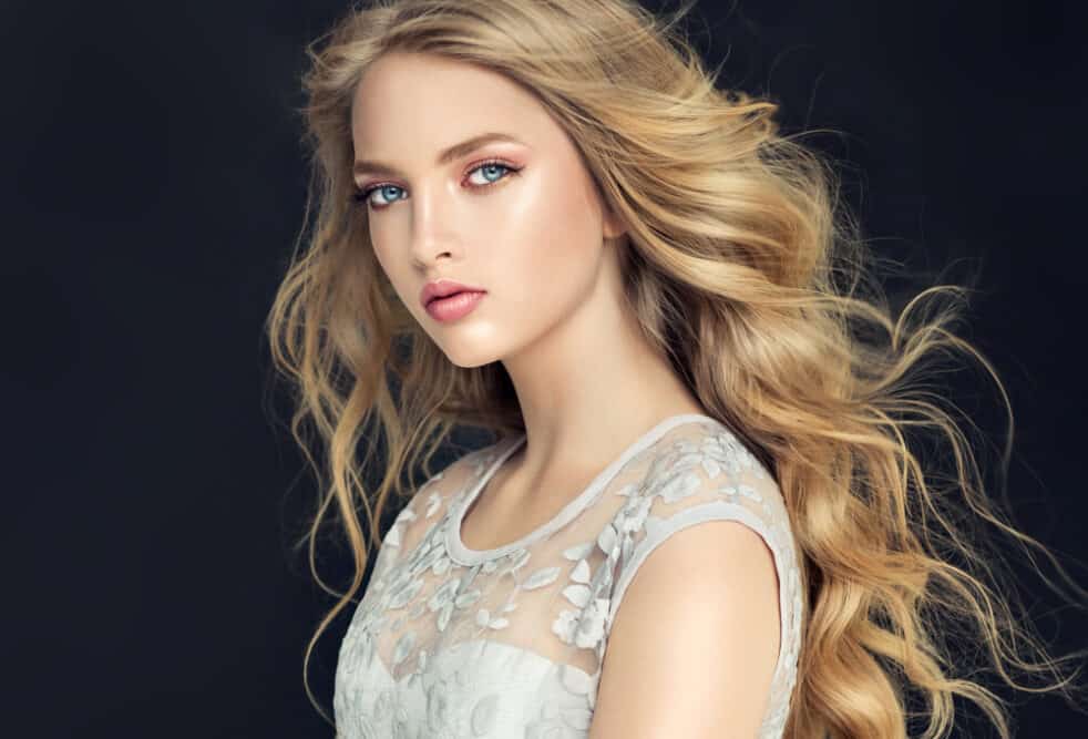White girl with natural blond hair which is one of the rarest natural hair colors in the world's population.