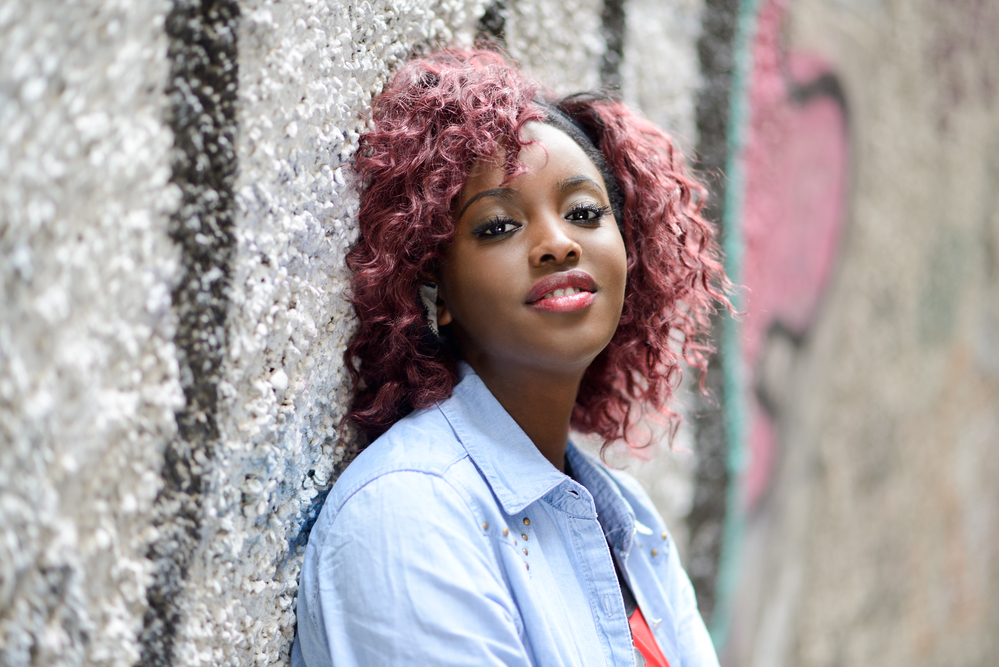 African American with dark brown hair that's been dyed with Color Oops natural hair color.