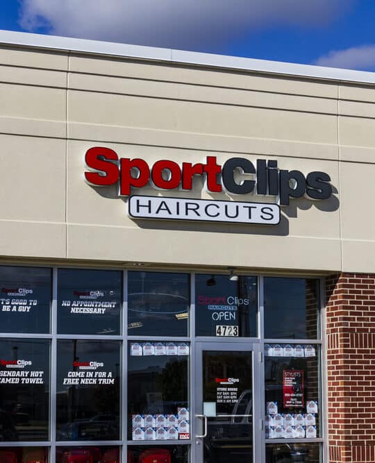 Sport Clips Haircuts building - an exciting sports-themed environment with a championship haircut experience.
