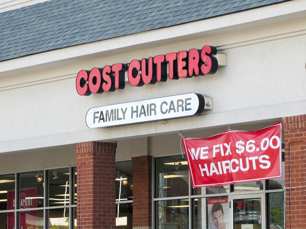Cost Cutters signature style salon brands showing a banner with cost-cutter prices for family salon-only services.