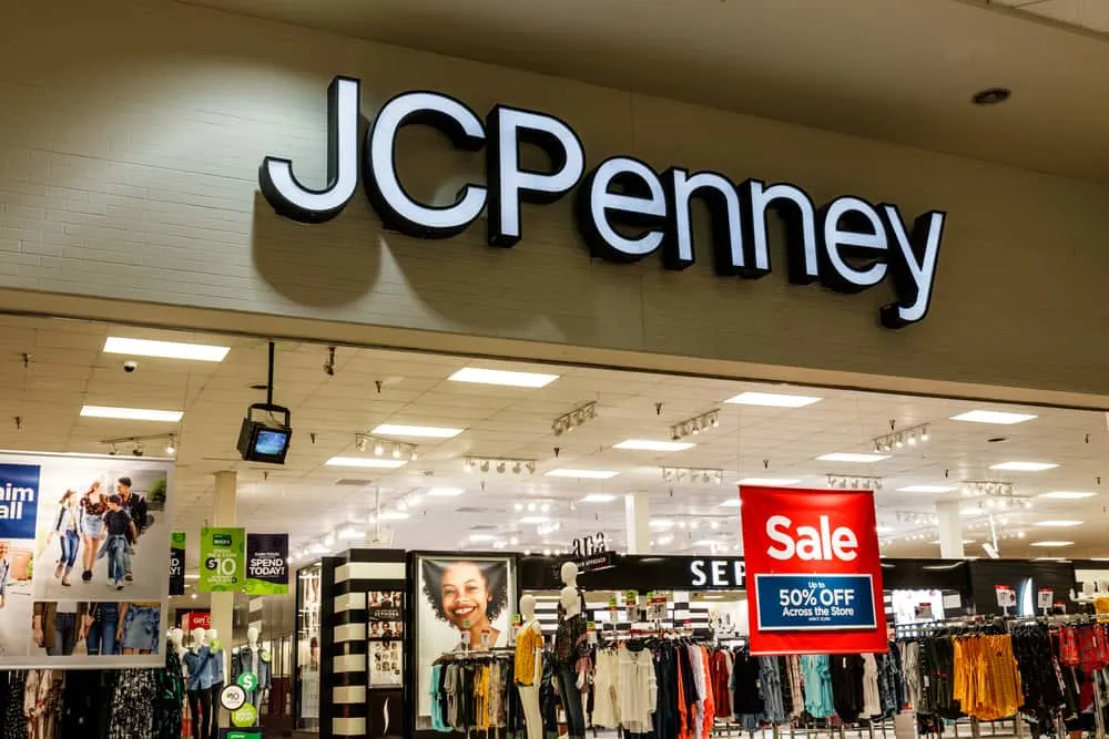 JCPenney banner showing 50% off across the store, including JCPenney Salon prices for natural hair care.