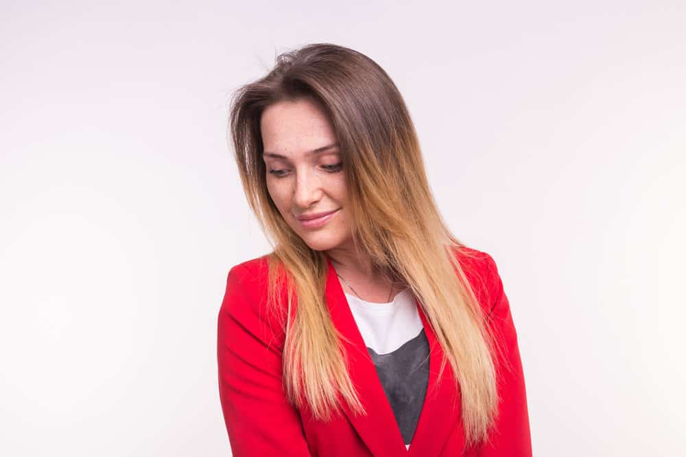 An Orthodox Jewish woman with her own loose hair rather than a hair covering like many observant Jewish women.