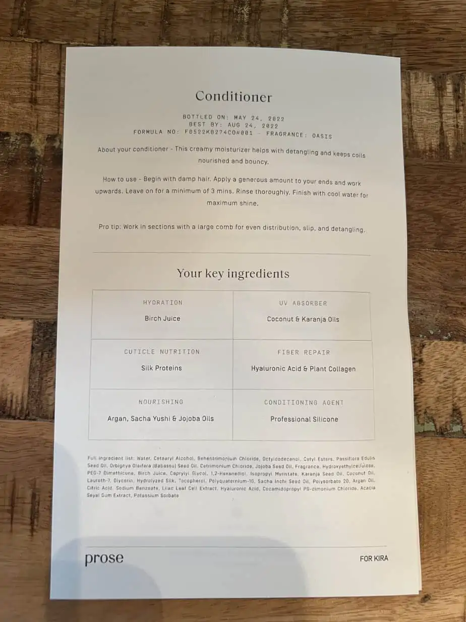 Prose Hair Care Review: Does Prose Work? Is It Legit? Worth It? 7 List of Prose conditioner ingredients and directions suggesting that we use the products on wet hair.