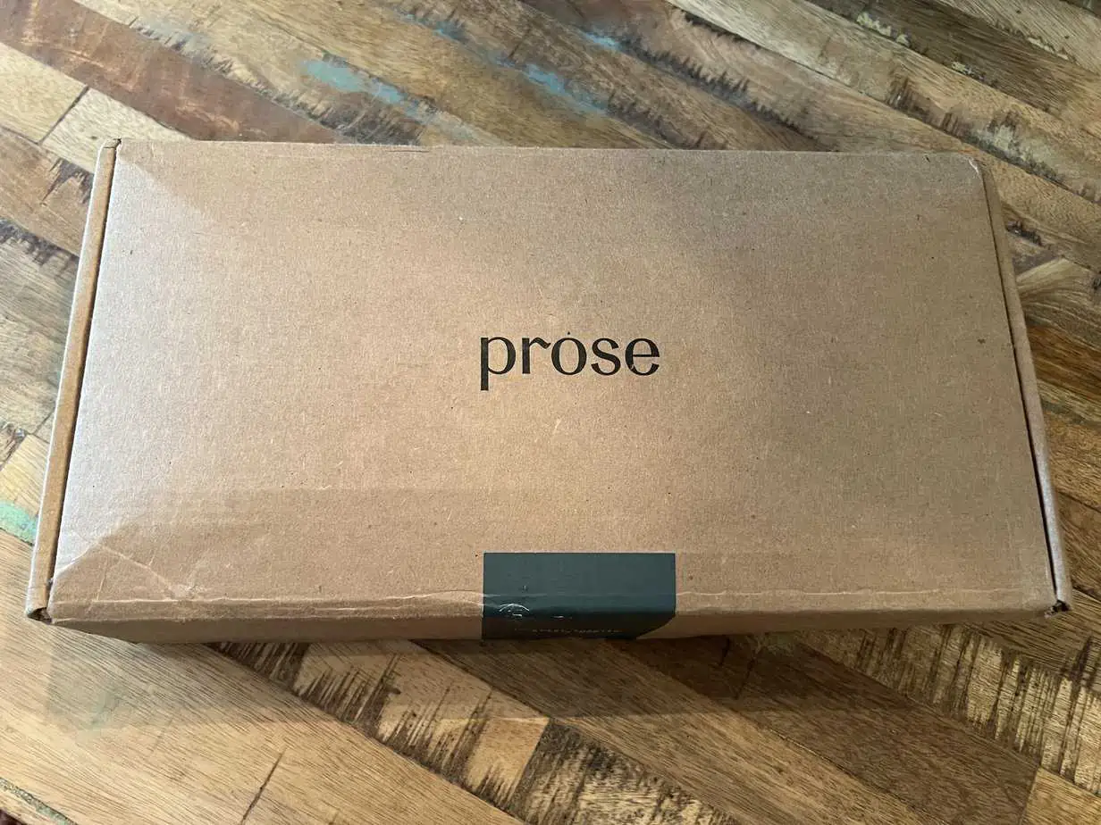Prose Hair Care Review: Does Prose Work? Is It Legit? Worth It? 1 Unopened box containing cruelty-free Prose shampoo, leave-in conditioner, and curl cream.