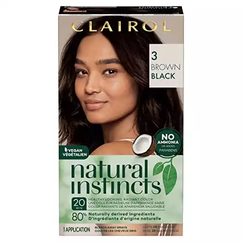 Clairol Natural Instincts Demi-Permanent Hair Dye, 3 Brown Black Hair Color
