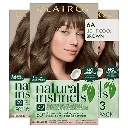 Clairol Natural Instincts Demi-Permanent Hair Dye, 6A Light Cool Brown Hair Color