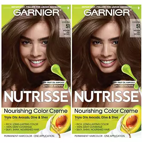 Garnier Hair Color Nutrisse Nourishing Creme, 51 Medium Ash Brown Cool Tea