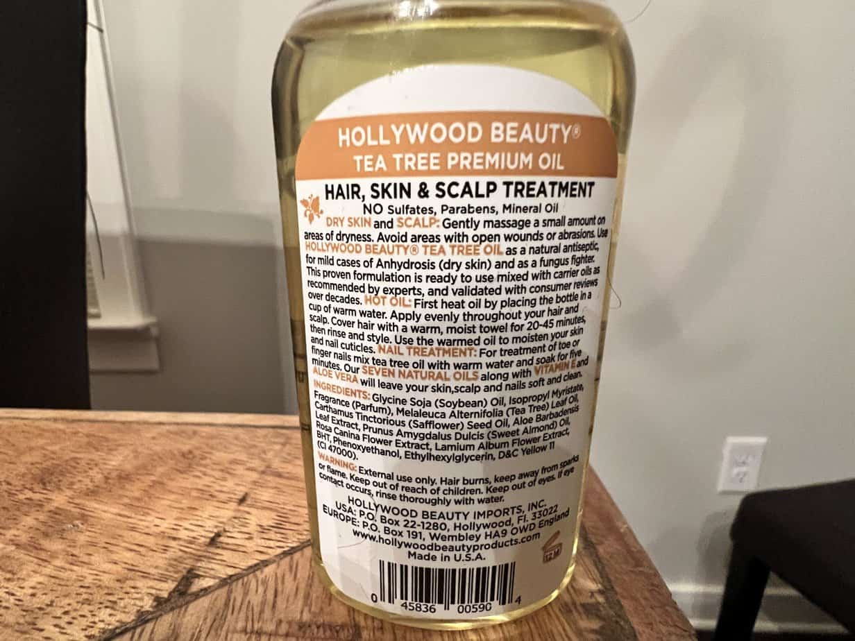 The Hollywood Beauty Tea Tree Premium Oil can be used to treat dry skin and scalp by gently massaging a small amount of the oil on areas of dryness. You should avoid areas with open wounds or abrasions.