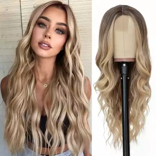 Long Ombre Blonde Wavy Synthetic Wig