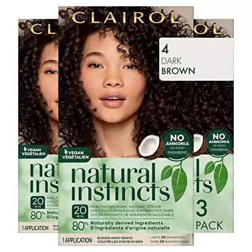 Clairol Natural Instincts Demi-Permanent Hair Dye, 4 Dark Brown Hair Color