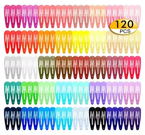 Snap Hair Clips - 2 Inch Metal Barrettes in 40 Assorted Colors