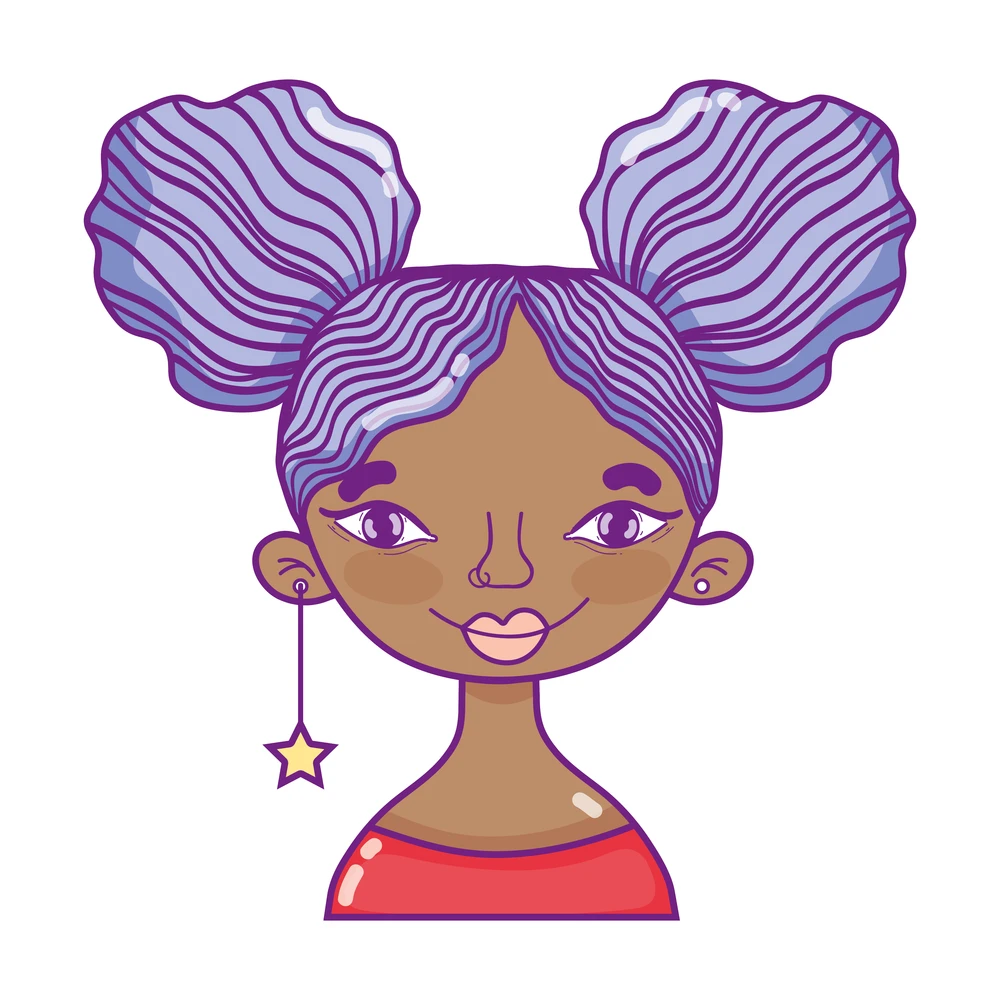 List of Popular Male and Female Characters with Curly Hair 10 The afro-styled curly hair and brown eyes of this girl craves attention showcasing her unique and bold personality.