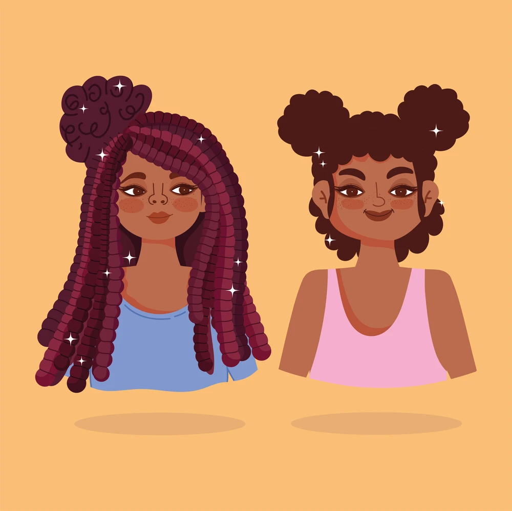 List of Popular Male and Female Characters with Curly Hair 13 The braided red curly hair and brown curly hair of these two ladies add a touch of vibrancy and energy to these charming cartoon characters.